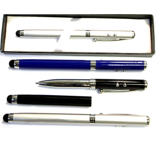 Metal Pen with Laser Pointer, LED Light & Stylus