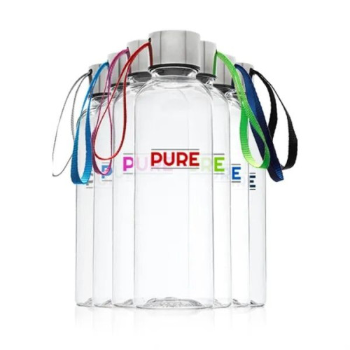 17 oz Transparent Genie Plastic Sports Water Bottle w/ Strap