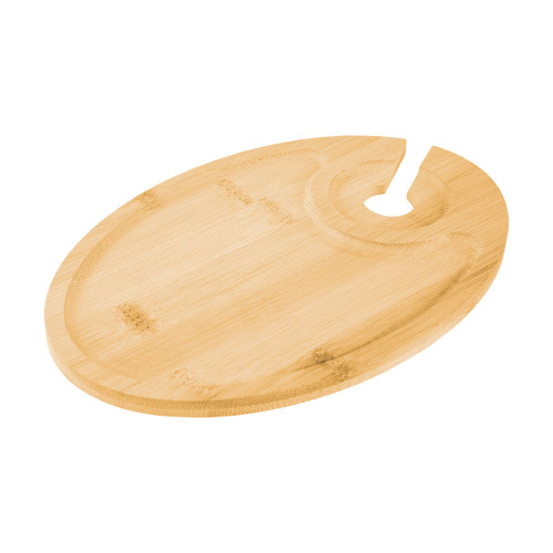 Wine & Dine Recessed Bamboo Tray With Wine Glass Holder
