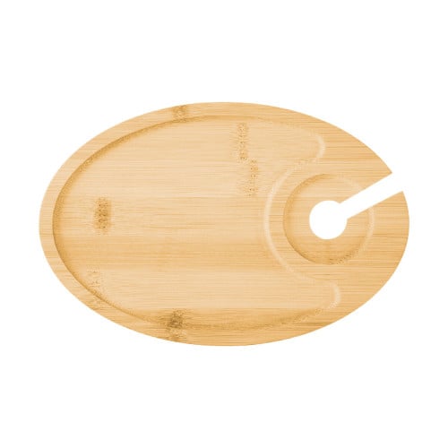 Wine & Dine Recessed Bamboo Tray With Wine Glass Holder