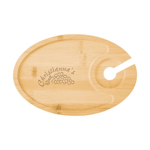 Wine & Dine Recessed Bamboo Tray With Wine Glass Holder