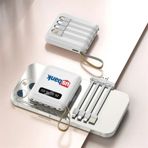 5000mAh Power Bank with Built-In Cables