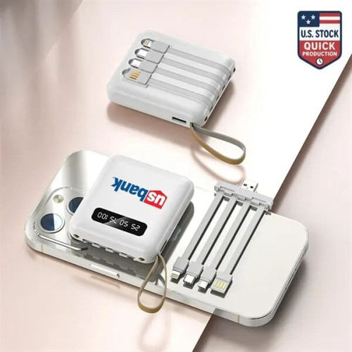 5000mAh Power Bank with Built-In Cables