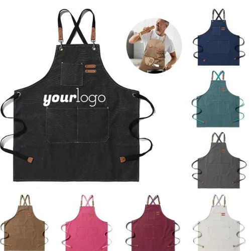 Canvas Work Apron with Adjustable Cross-Back Straps