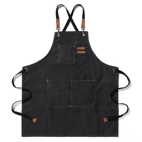 Canvas Work Apron with Adjustable Cross-Back Straps
