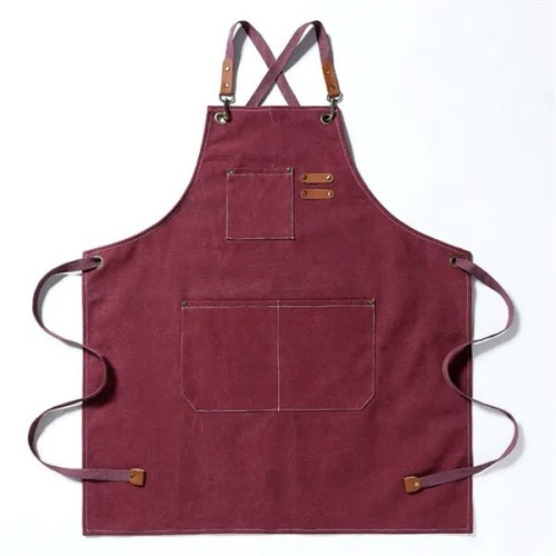 Canvas Work Apron with Adjustable Cross-Back Straps