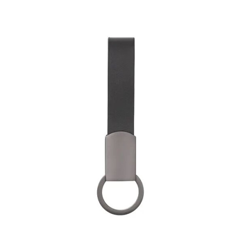 Axis Gunmetal Leather Keyring