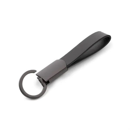 Axis Gunmetal Leather Keyring