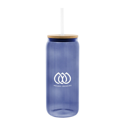 20 Oz. Ribbed Borosilicate Glass Can with Bamboo Lid