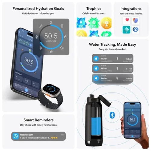 HidrateSpark® 32 oz. PRO 2 Bottle with Chug Lid, Laser, Pre
