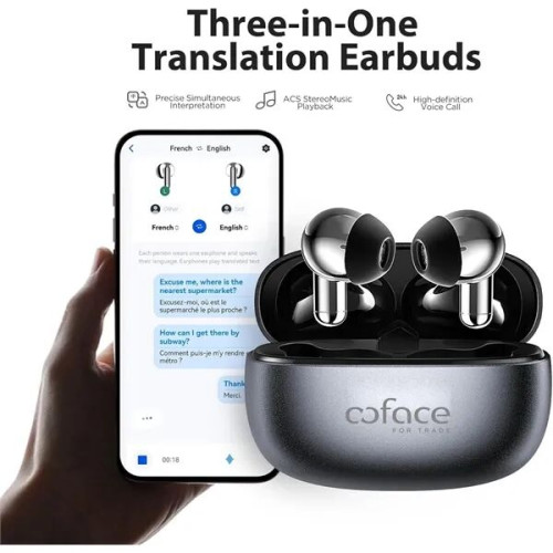 Real-Time AI 140 Plus Language Translator Earbuds with App C