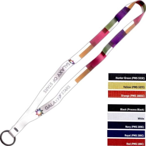1" Dye-Sublimated Sewn Lanyard with Black Split Ring