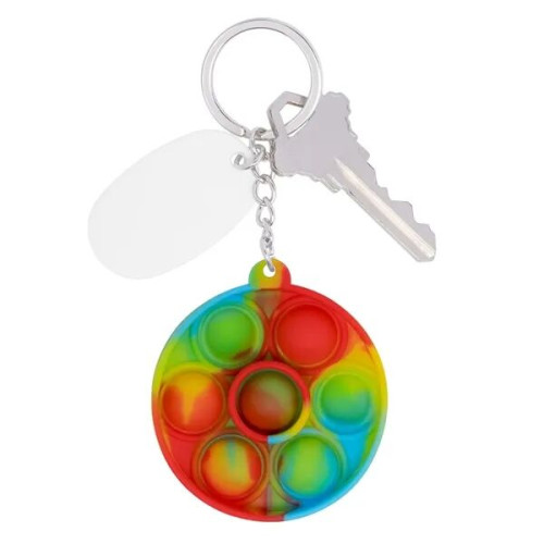 Push Pop Bubble Round Fidget Sensory Keychain