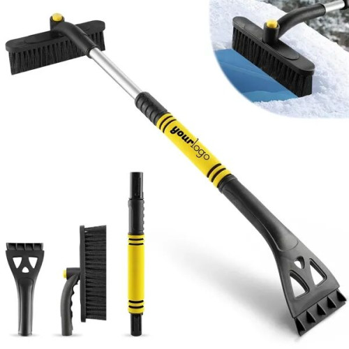 Extendable Snow Brush with 360 degrees Ice Scraper Handle