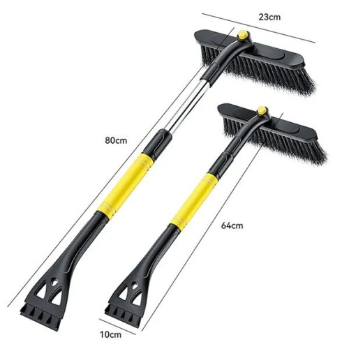 Extendable Snow Brush with 360 degrees Ice Scraper Handle