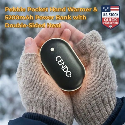 Pebble Pocket Hand Warmer Power Bank 5200mAh Double Sided