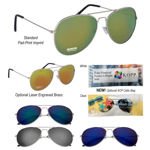 Color Mirrored Aviator Sunglasses