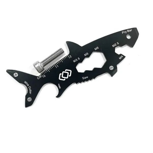 GearCard 15-in-1 Shark-Shaped Multi-Tool Steel Wallet Card