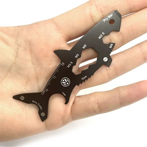 GearCard 15-in-1 Shark-Shaped Multi-Tool Steel Wallet Card
