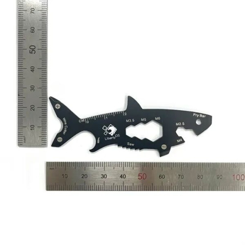 GearCard 15-in-1 Shark-Shaped Multi-Tool Steel Wallet Card