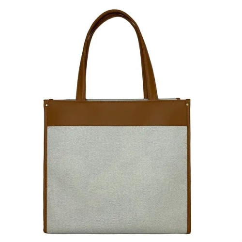 Fashion Tote with Leather Trim and Interior Pocket