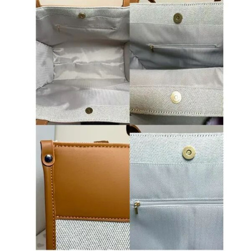 Fashion Tote with Leather Trim and Interior Pocket