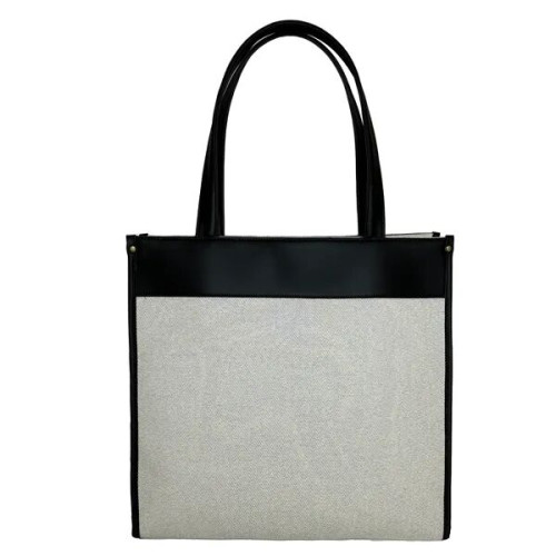 Fashion Tote with Leather Trim and Interior Pocket