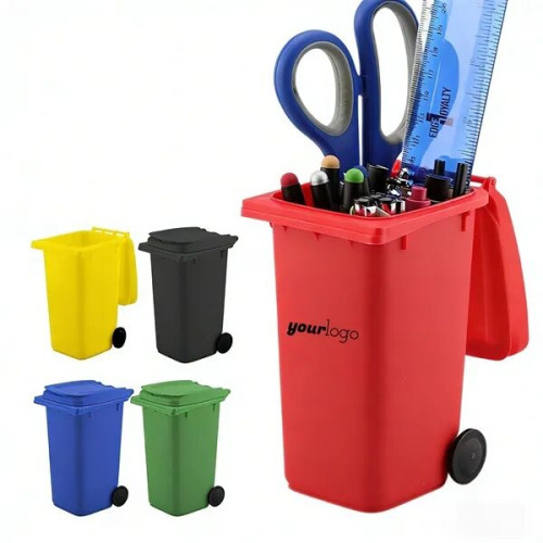 Mini Desktop Trash Bin With Pencil Holder