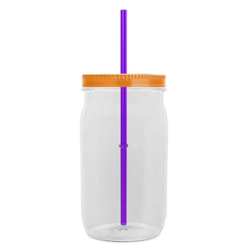Garyline® Tritan® Mason Jar with Lid and Straw - 27 oz.