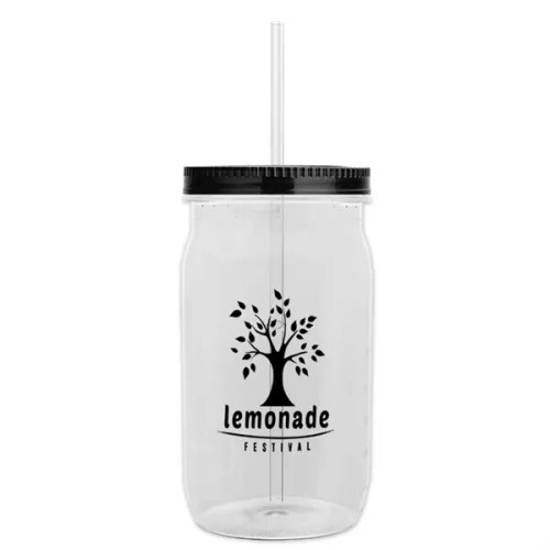 Garyline® Tritan® Mason Jar with Lid and Straw - 27 oz.