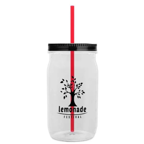 Garyline® Tritan® Mason Jar with Lid and Straw - 27 oz.
