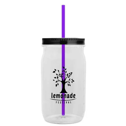 Garyline® Tritan® Mason Jar with Lid and Straw - 27 oz.