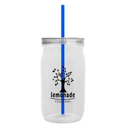 Garyline® Tritan® Mason Jar with Lid and Straw - 27 oz.
