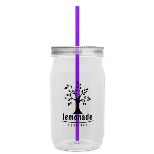 Garyline® Tritan® Mason Jar with Lid and Straw - 27 oz.