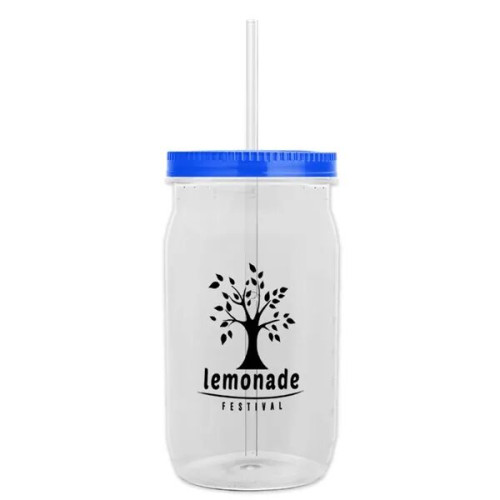 Garyline® Tritan® Mason Jar with Lid and Straw - 27 oz.
