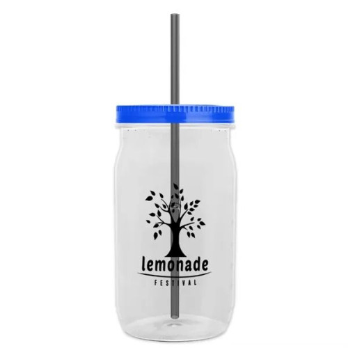 Garyline® Tritan® Mason Jar with Lid and Straw - 27 oz.