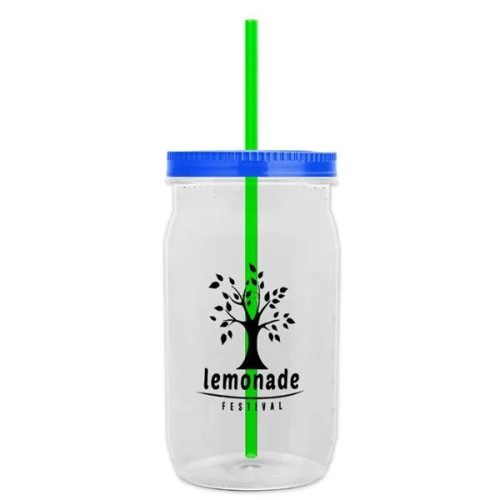 Garyline® Tritan® Mason Jar with Lid and Straw - 27 oz.