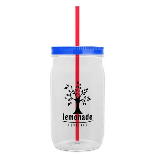 Garyline® Tritan® Mason Jar with Lid and Straw - 27 oz.
