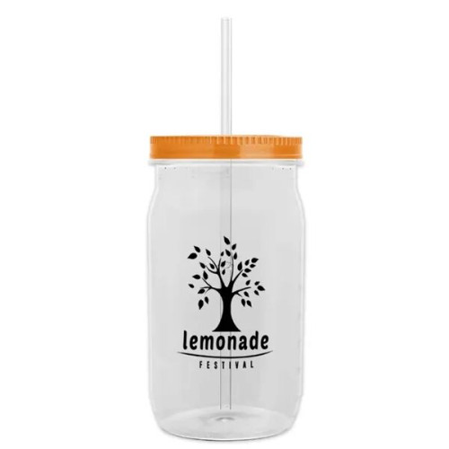 Garyline® Tritan® Mason Jar with Lid and Straw - 27 oz.