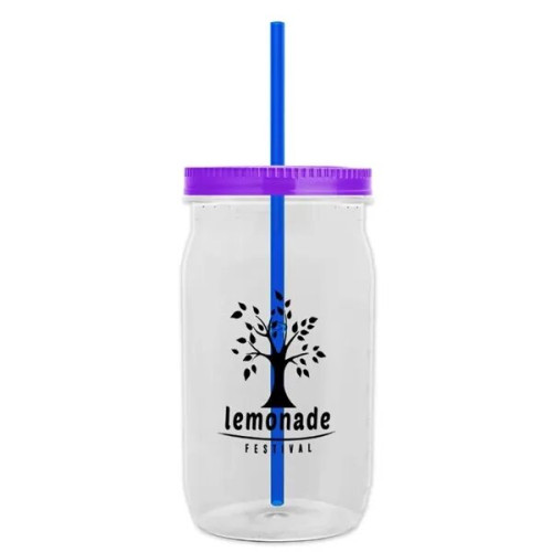 Garyline® Tritan® Mason Jar with Lid and Straw - 27 oz.