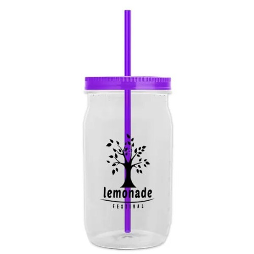 Garyline® Tritan® Mason Jar with Lid and Straw - 27 oz.