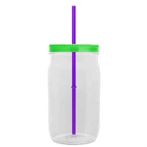 Garyline® Tritan® Mason Jar with Lid and Straw - 27 oz.