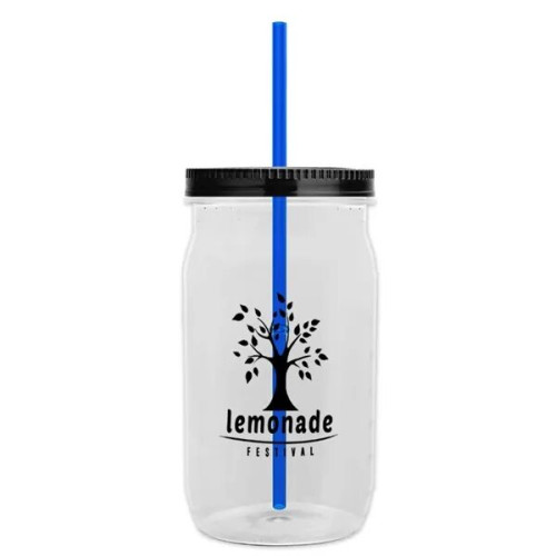 Garyline® Tritan® Mason Jar with Lid and Straw - 27 oz.