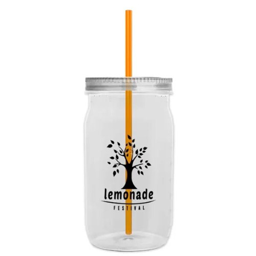 Garyline® Tritan® Mason Jar with Lid and Straw - 27 oz.