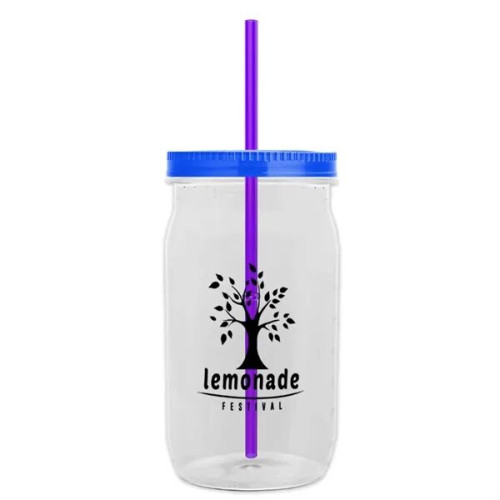 Garyline® Tritan® Mason Jar with Lid and Straw - 27 oz.