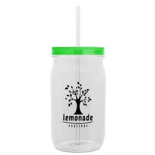 Garyline® Tritan® Mason Jar with Lid and Straw - 27 oz.