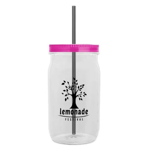 Garyline® Tritan® Mason Jar with Lid and Straw - 27 oz.