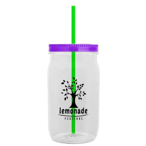 Garyline® Tritan® Mason Jar with Lid and Straw - 27 oz.