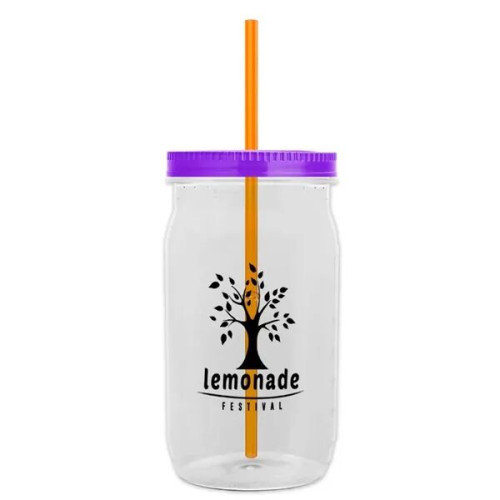 Garyline® Tritan® Mason Jar with Lid and Straw - 27 oz.