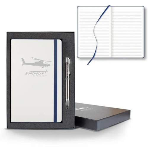 White Laser Medio Lined White Page Journal Gift Set